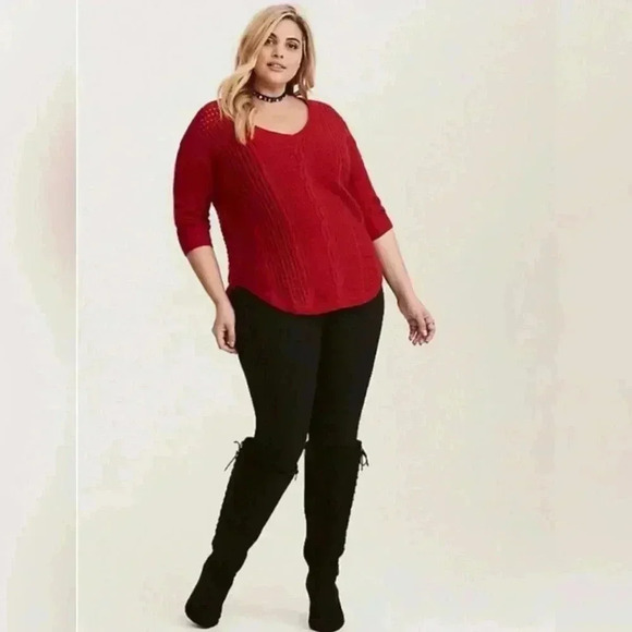 Torrid -Red Cable Knit Sweater - Picture 3 of 8